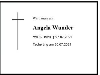 Traueranzeige von Angela Wunder von Region Chiemgau