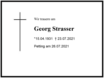 Traueranzeige von Georg Strasser von Region Chiemgau