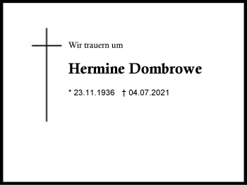 Traueranzeige von Hermine Dombrowe von Region Berchtesgadener Land