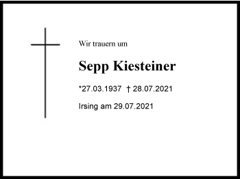 Traueranzeige von Sepp Kiesteiner von Region Chiemgau
