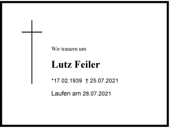 Traueranzeige von Lutz Feiler von Region Chiemgau