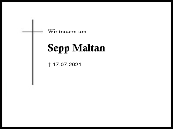 Traueranzeige von Sepp Maltan von Region Chiemgau