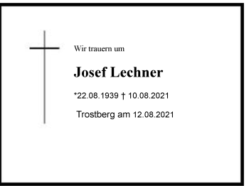 Traueranzeige von Josef Lechner von Chiemgau