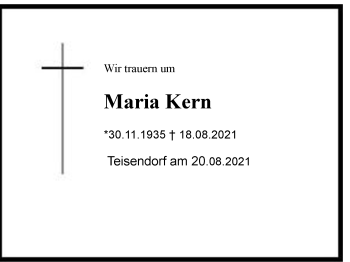Traueranzeige von Maria Kern von Chiemgau