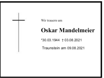Traueranzeige von Oskar Mandelmeier 