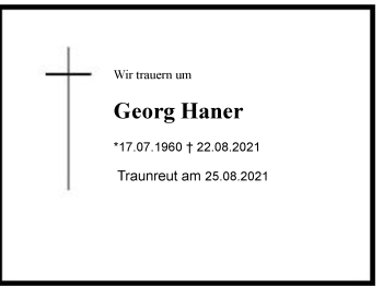 Traueranzeige von Georg Haner von Chiemgau