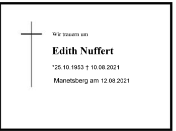 Traueranzeige von Edith Nuffert von Chiemgau