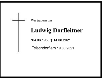 Traueranzeige von Ludwig Dorfleitner von Chiemgau