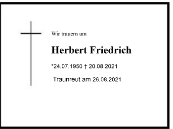 Traueranzeige von Herbert Friedrich von Chiemgau