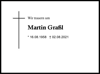 Traueranzeige von Martin Graßl von Region Chiemgau
