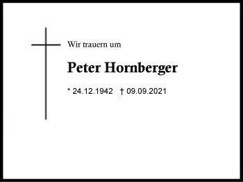 Traueranzeige von Peter Hornberger von Region Chiemgau