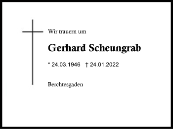Traueranzeige von Gerhard Scheungrab von Region Chiemgau