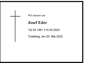 Traueranzeige von Josef Eder von Region Chiemgau