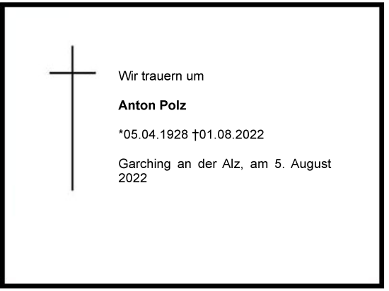 Traueranzeige von Anton Polz von Berchtesgadener Land