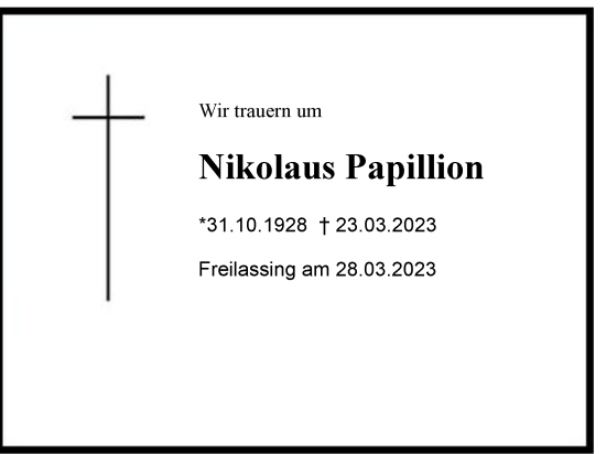 Traueranzeige von Nikolaus Papillion von Berchtesgaden