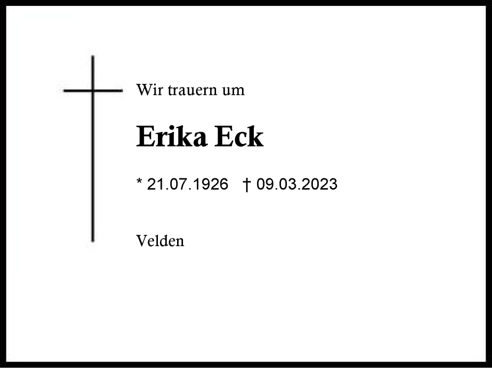  Traueranzeige für Erika Eck vom 12.03.2023 aus Traunstein