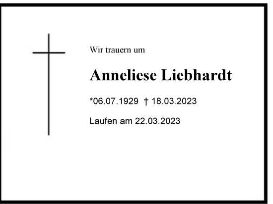 Traueranzeige von Anneliese Liebhardt von Berchtesgaden