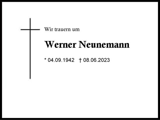 Traueranzeige von Werner Neunemann von Region Berchtesgadener Land