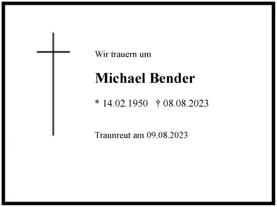 Traueranzeige von Michael Bender von Region Chiemgau