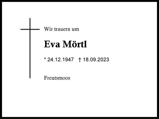 Traueranzeige von Eva Mörtl von Traunstein