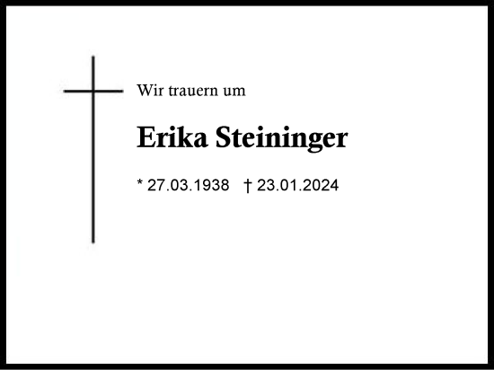 Traueranzeige von Erika Steininger von Region Chiemgau