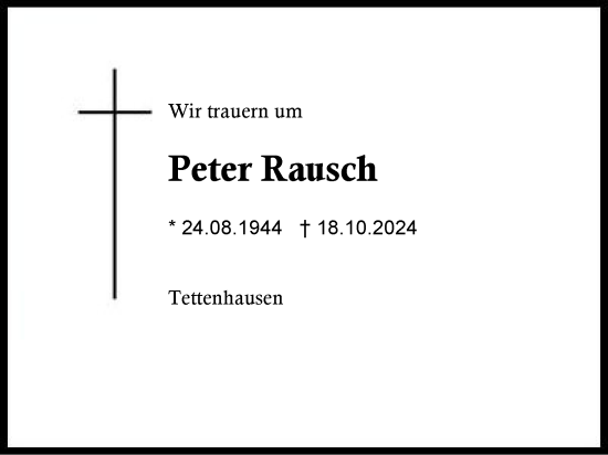 Traueranzeige von Peter Rausch von Traunstein