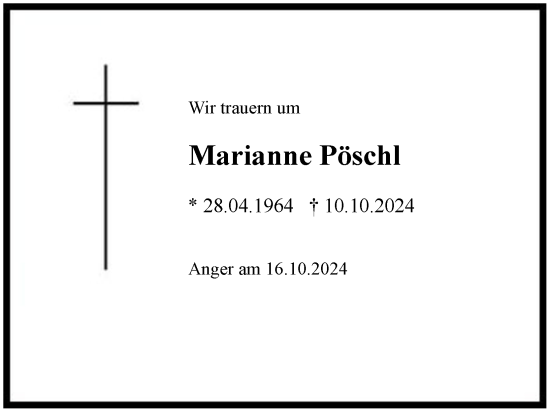 Traueranzeige von Marianne Pöschl von Region Berchtesgadener Land