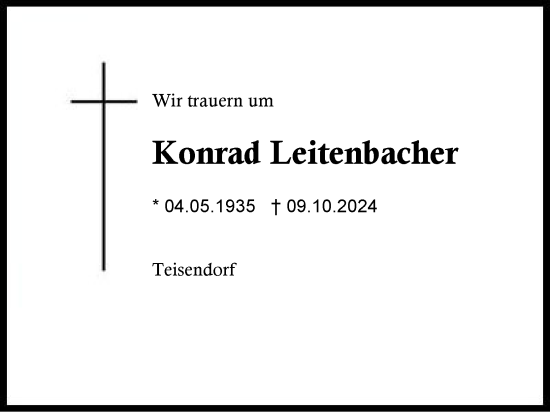 Traueranzeige von Konrad Leitenbacher von Traunstein