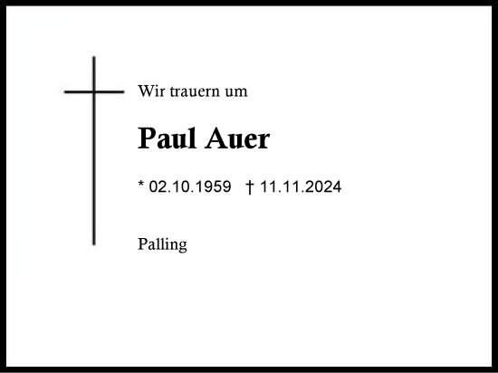 Traueranzeige von Paul Auer von Traunstein