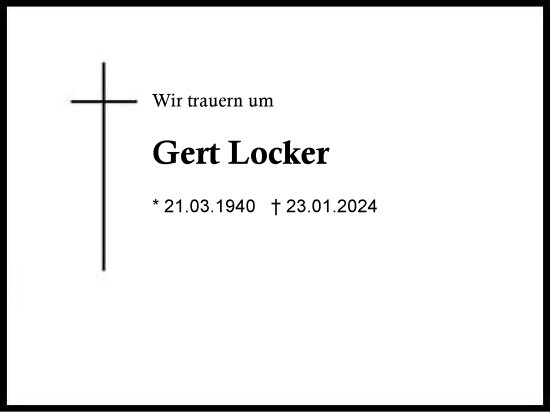 Traueranzeige von Gert Locker von Traunstein