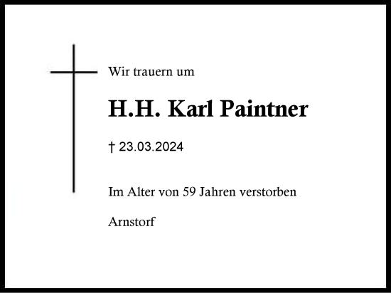 Traueranzeige von Karl Paintner von Region Berchtesgadener Land