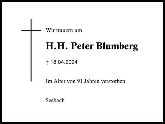 Traueranzeige von Peter Blumberg von Region Berchtesgadener Land
