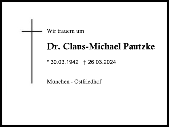 Traueranzeige von Claus-Michael Pautzke von Region Berchtesgadener Land