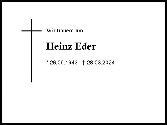 Traueranzeige von Heinz Eder von Region Berchtesgadener Land