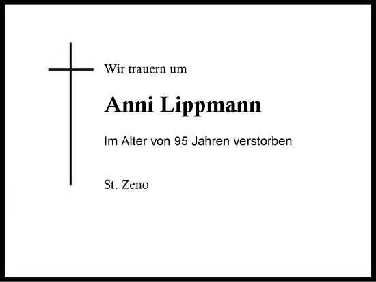Traueranzeige von Anni Lippmann von Region Berchtesgadener Land