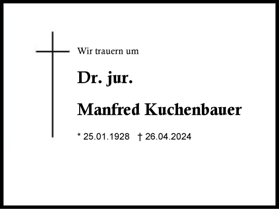 Traueranzeige von Manfred Kuchenbauer von Region Chiemgau