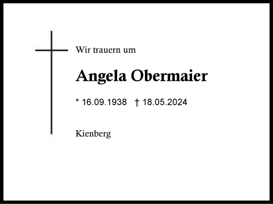 Traueranzeige von Angela Obermaier von Traunstein