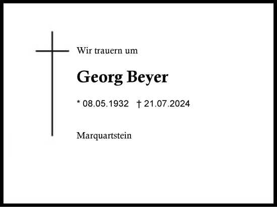 Traueranzeige von Georg Beyer von Region Chiemgau