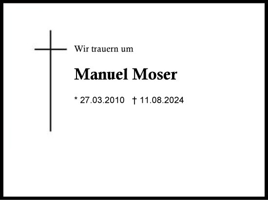 Traueranzeige von Manuel Moser von Region Chiemgau