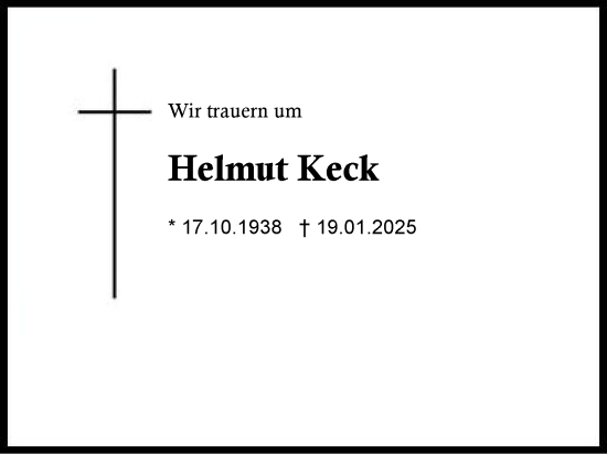 Traueranzeige von Helmut Keck von Traunstein