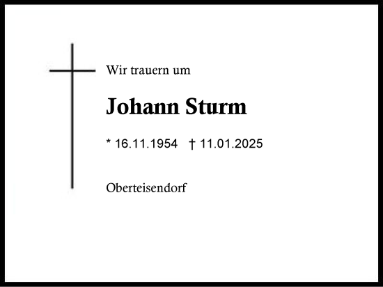 Traueranzeige von Johann Sturm von Region Chiemgau