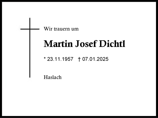 Traueranzeige von Martin Josef Dichtl von Region Chiemgau