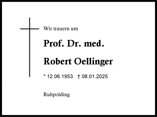 Traueranzeige von Robert Oellinger von Region Chiemgau