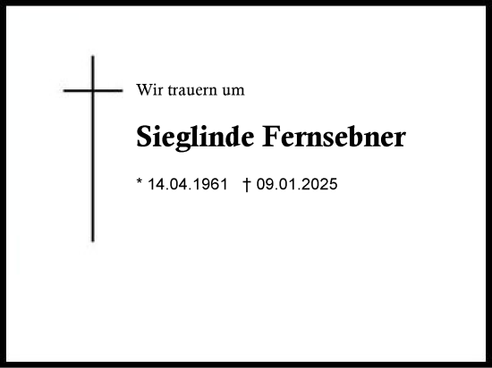 Traueranzeige von Sieglinde Fernsebner von Region Chiemgau