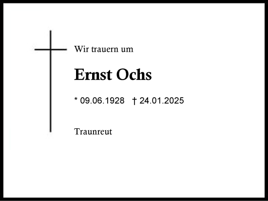 Traueranzeige von Ernst Ochs von Traunstein