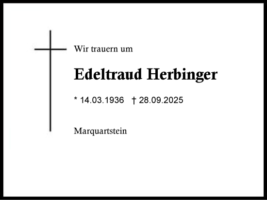 Traueranzeige von Edeltraud Herbinger von Region Chiemgau