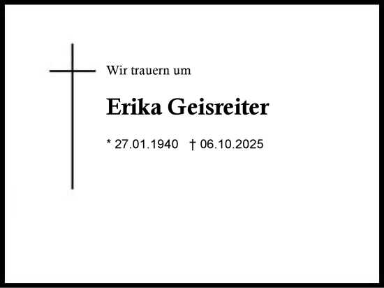 Traueranzeige von Erika Geisreiter von Region Chiemgau
