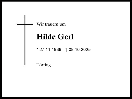 Traueranzeige von Hilde Gerl von Traunstein