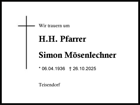 Traueranzeige von Simon Mösenlechner von Traunstein