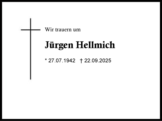 Traueranzeige von Jürgen Hellmich von Region Berchtesgadener Land